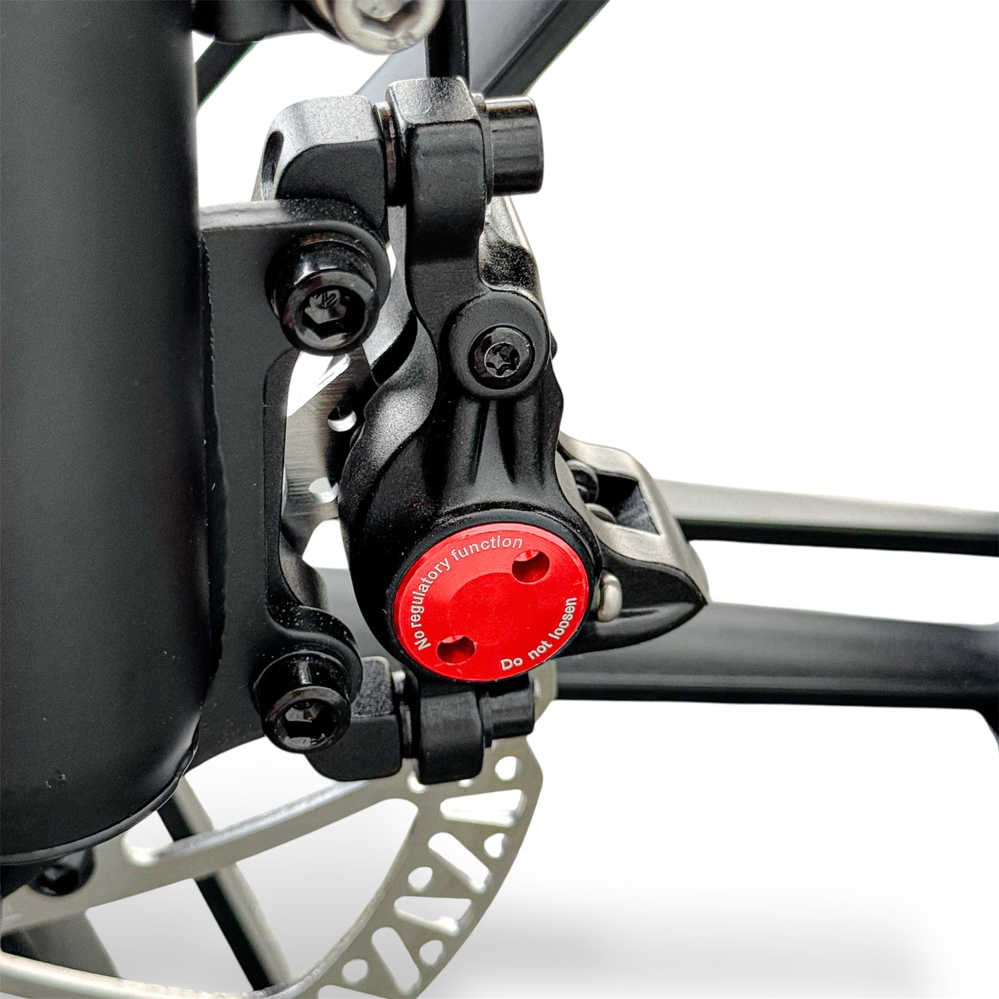 Close-up of a Dalat V1 Ebike brake mechanism with hydraulic system from ZOOM (made in taiwan)