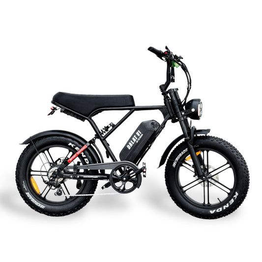 glossy black electric bike with visible branding Dalat V1 Sport Edition 2026 on a white background