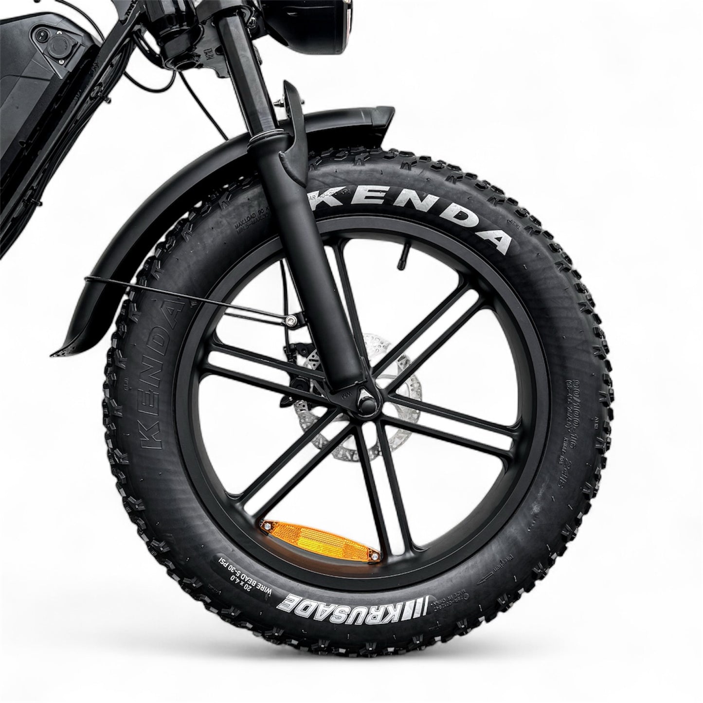 Close-up of a front suspension on Dalat V1 Dual Battery Ebike