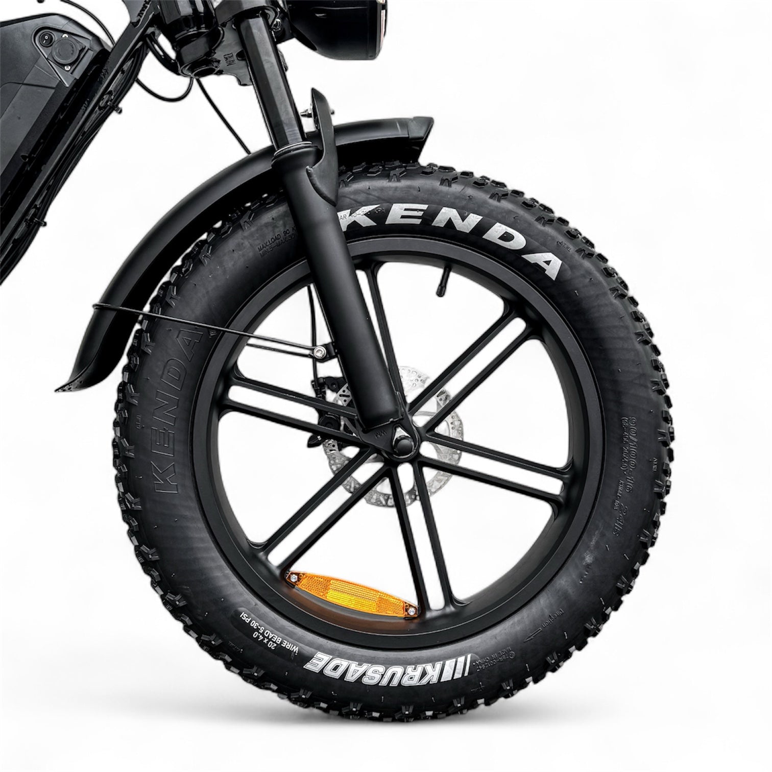 Close-up of a front suspension on Dalat V1 Dual Battery Ebike