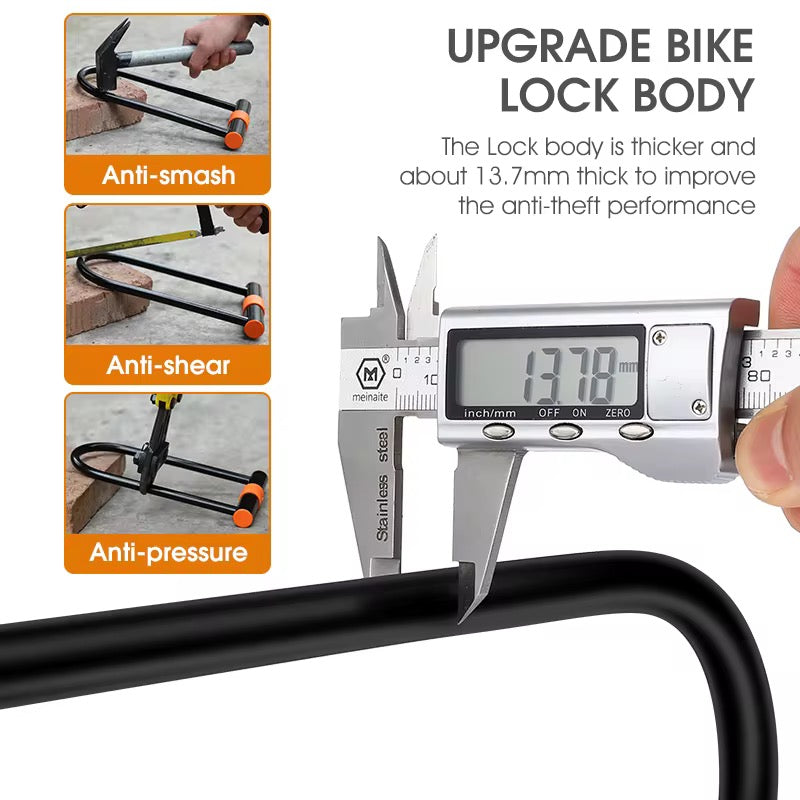 Heavy Duty Alloy Steel U-Lock For Ebike/Bike - Large Size