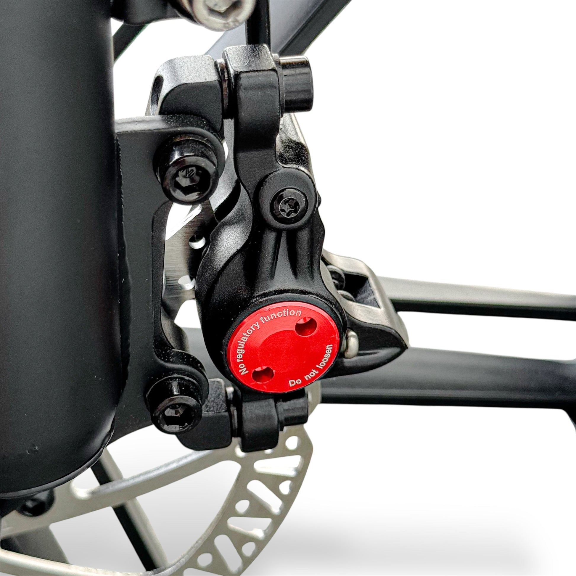 Close-up of a Dalat V1 Ebike brake mechanism with hydraulic system from ZOOM (made in taiwan)