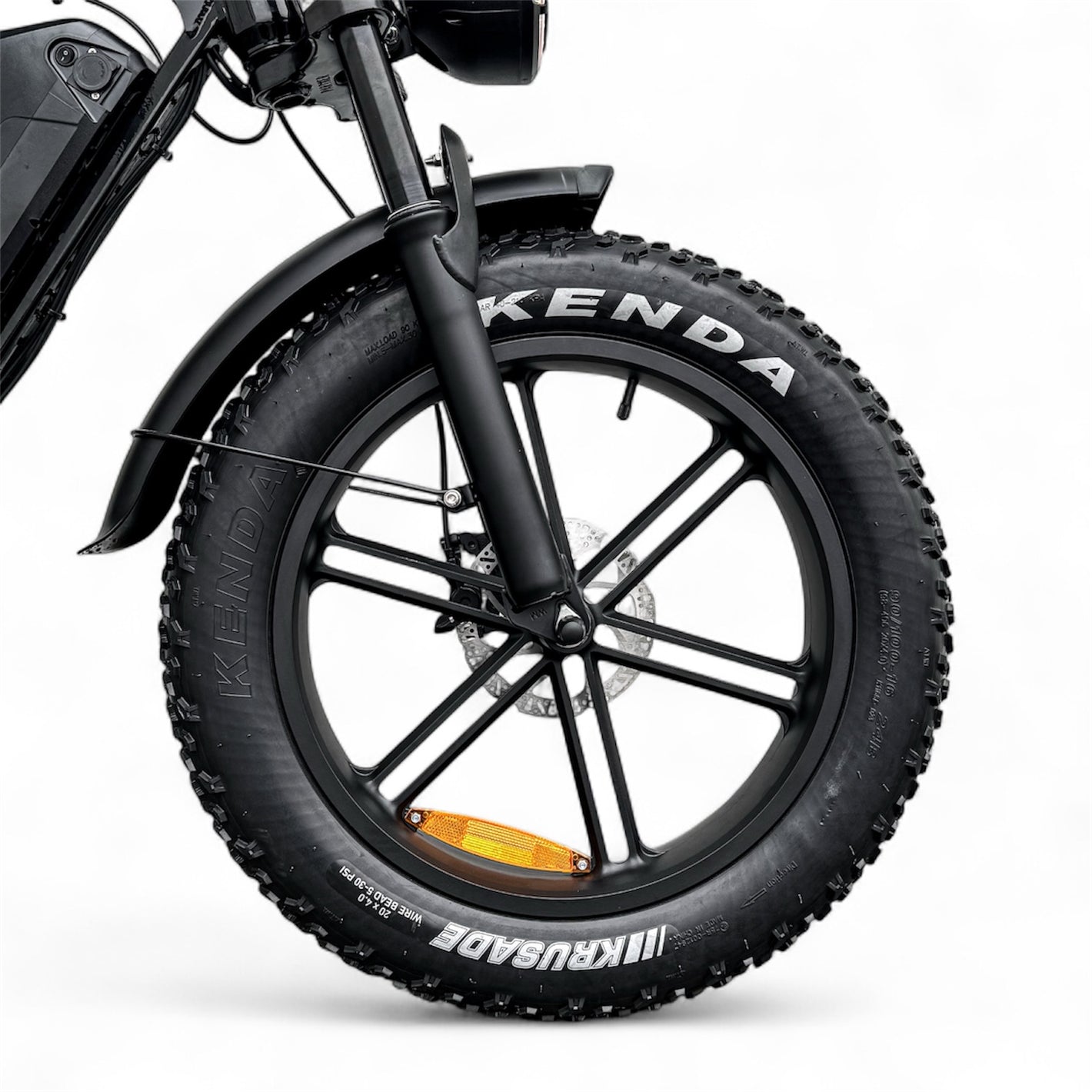 Close-up of a front suspension on Dalat V1 Dual Battery Ebike